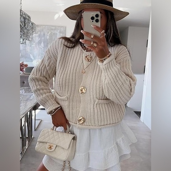 Sweaters - New Chunky Knit Cardigan Sweaters Long Sleeve Open Front Button Kitted Fall